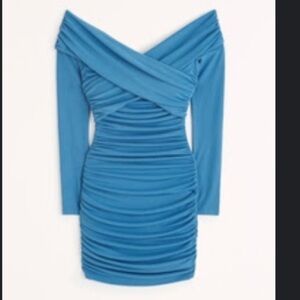 Off the should ruched mini dress